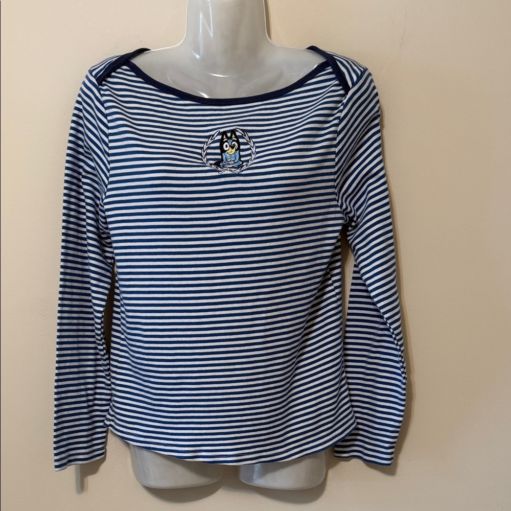 Striped BLUEY and White Women's Top